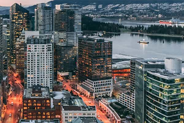 arial view of a Canadian city